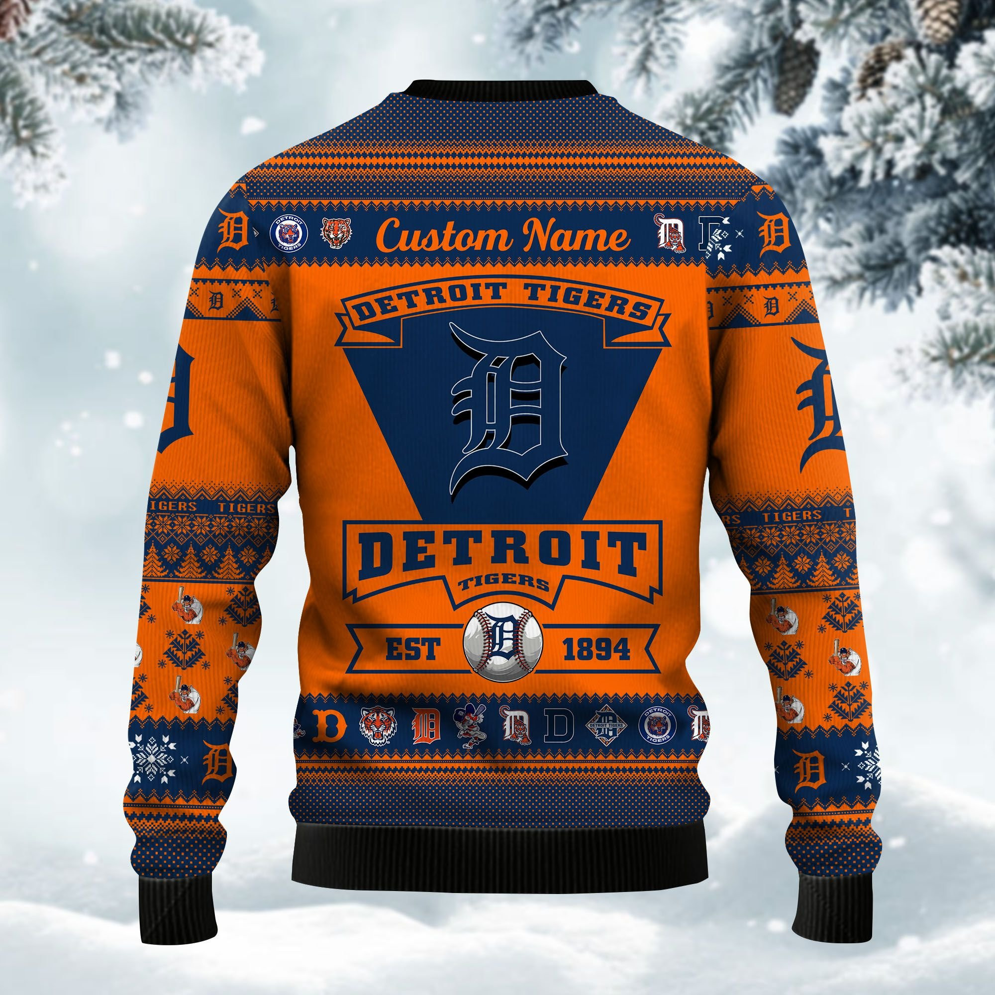 Detroit Tigers Football Team Logo Custom Name Personalized Ugly Christmas Sweater Perfect Holiday Gift - Image 3