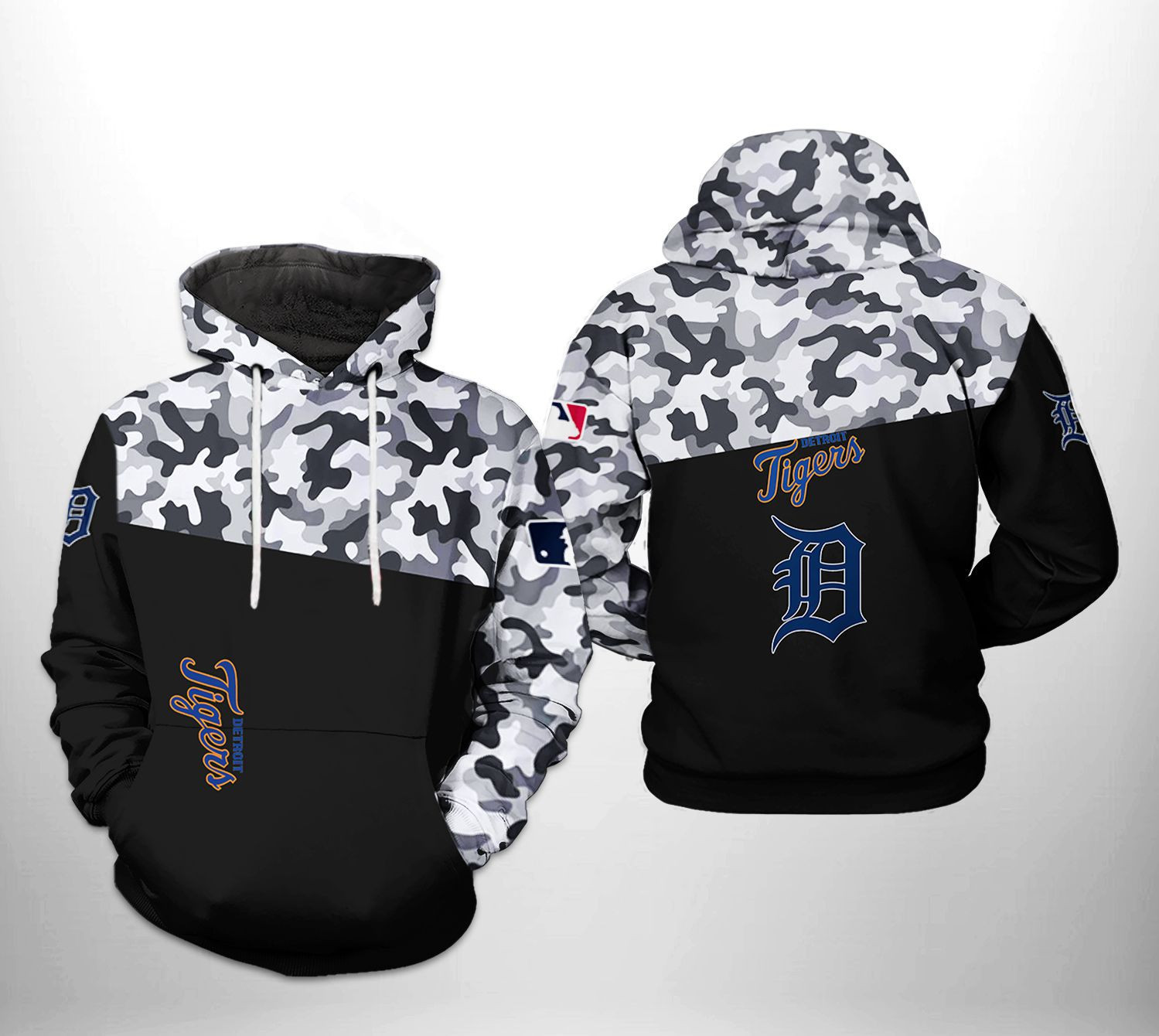 Detroit Tigers MLB Camo Veteran 3D All Over Print Hoodie & Zip Hoodie