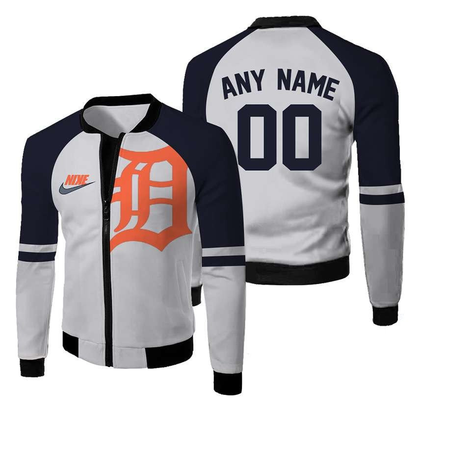 Detroit Tigers Personalized Name Number Black White Bomber Jacket | MLB Team Jacket for Men & Women | Baseball Fan Gift