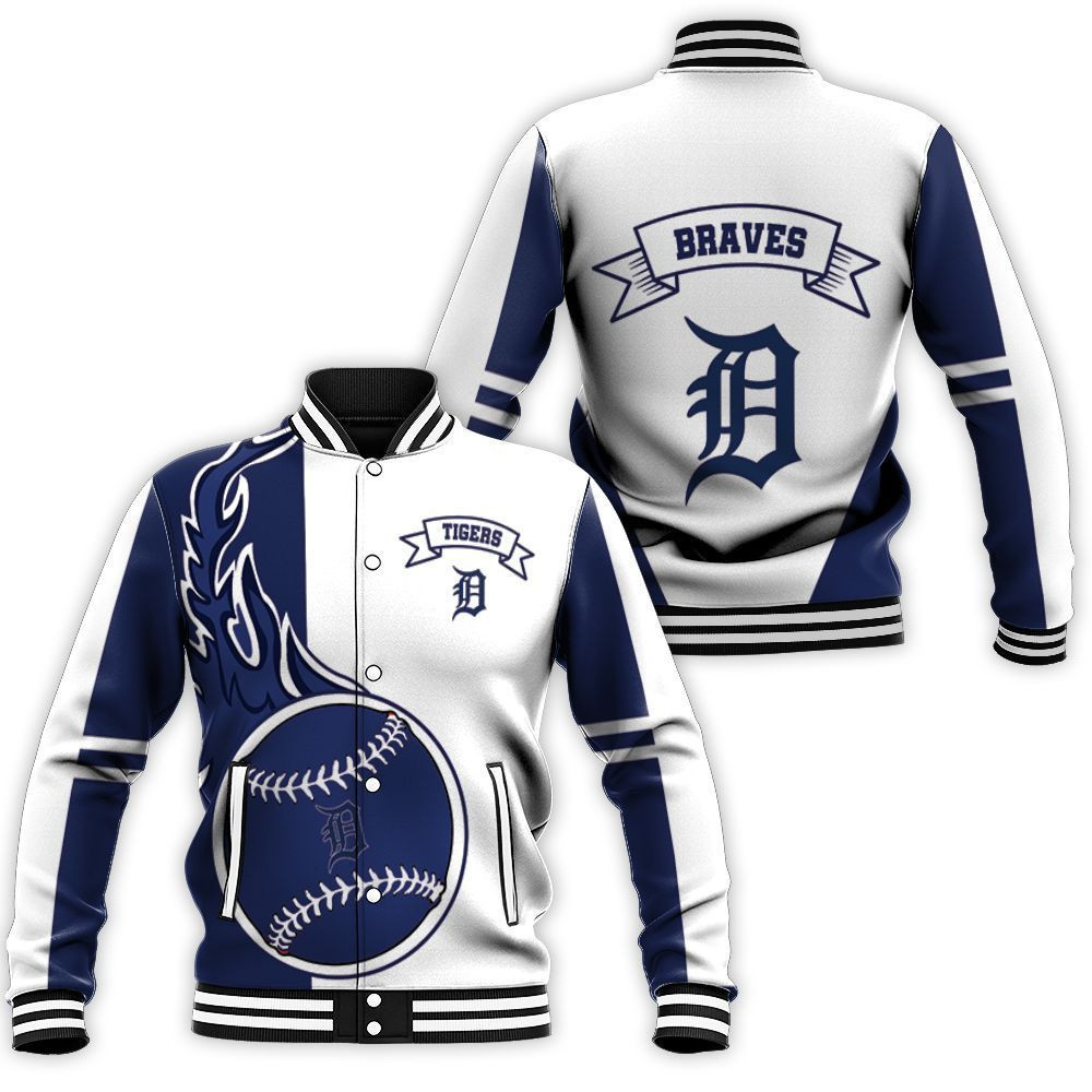 Detroit Tigers White Navy Varsity Baseball Jacket for Men & Women | MLB Team Fan Gift