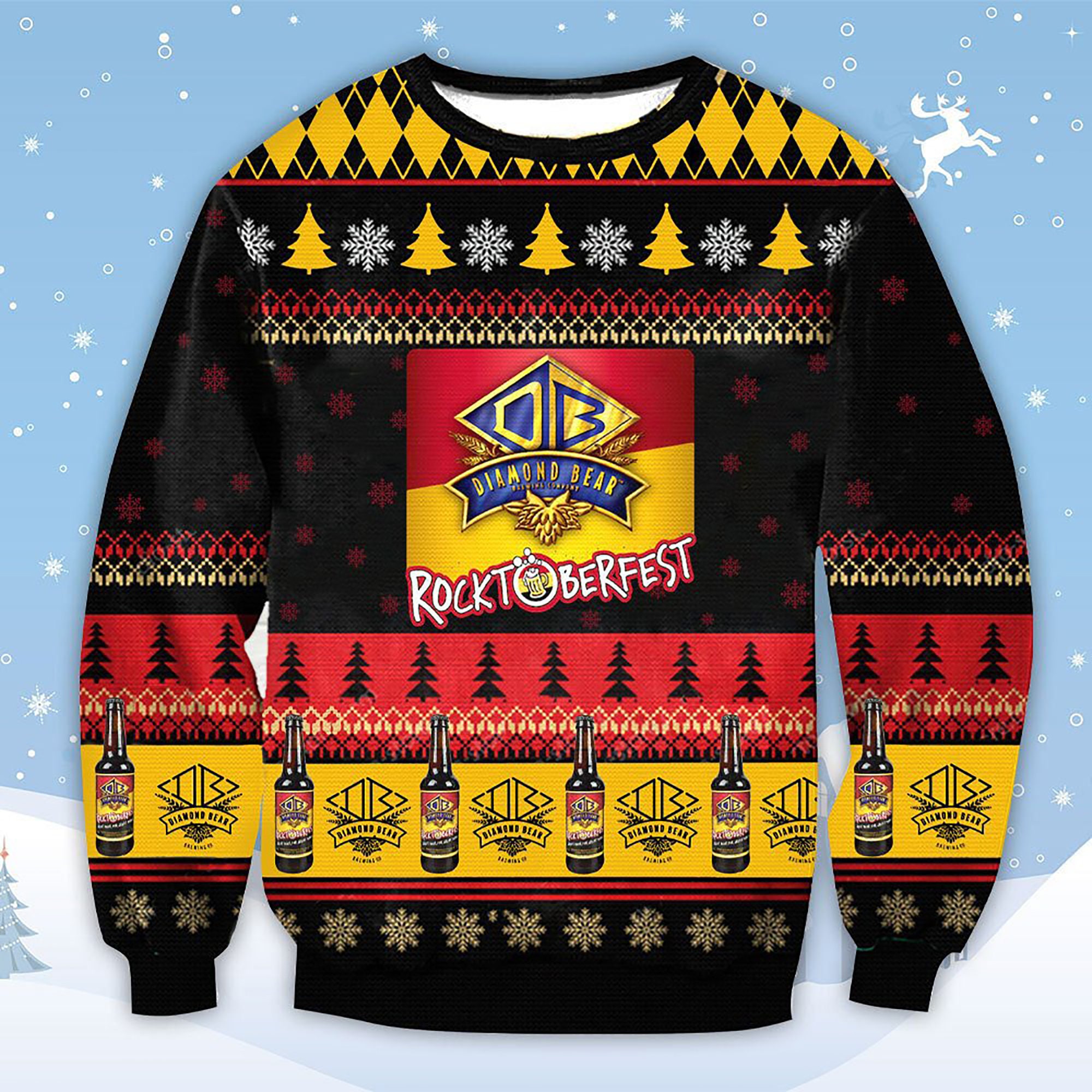 Diamond Bear Rrocktoberfest Beer Christmas Ugly Christmas Sweater