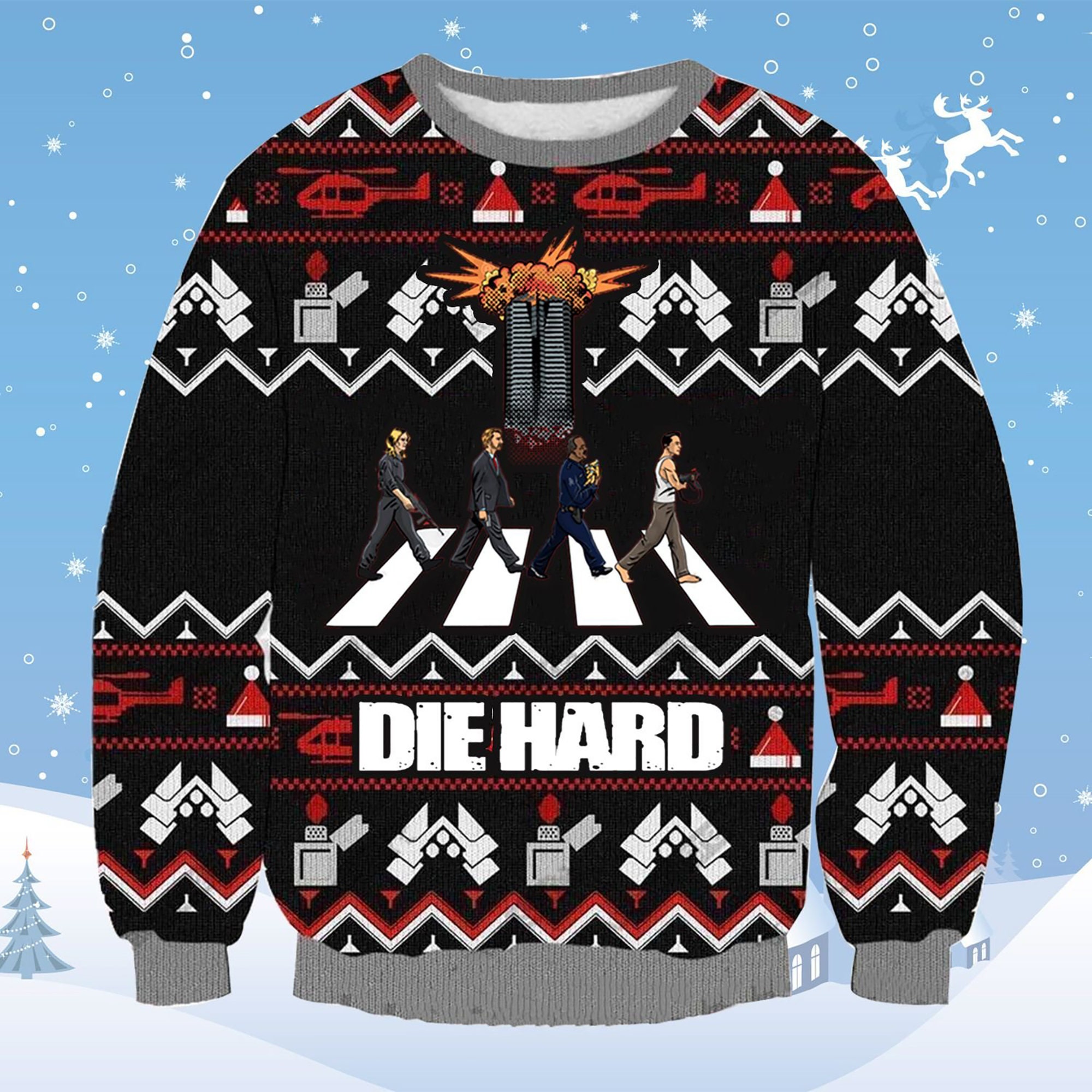 Die Hard Four Men Walk Xmas Ugly Christmas Sweater