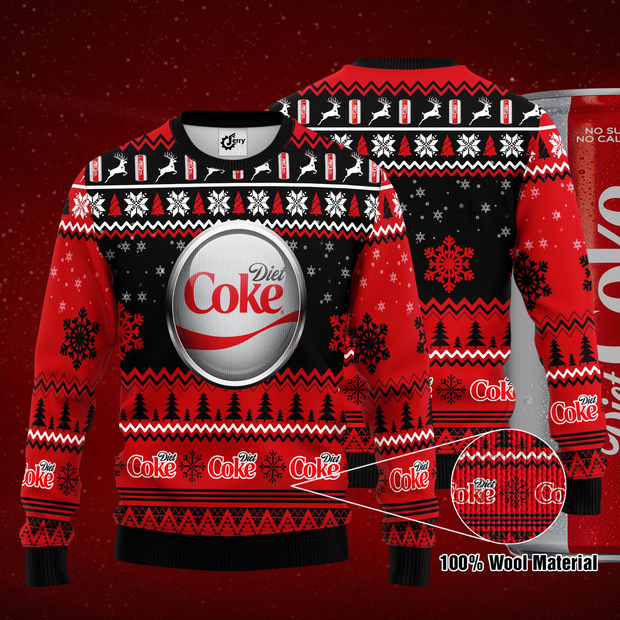 Diet Coke 3D Print Ugly Christmas Sweater, Hoodie, Zip Hoodie, Bomber Jacket