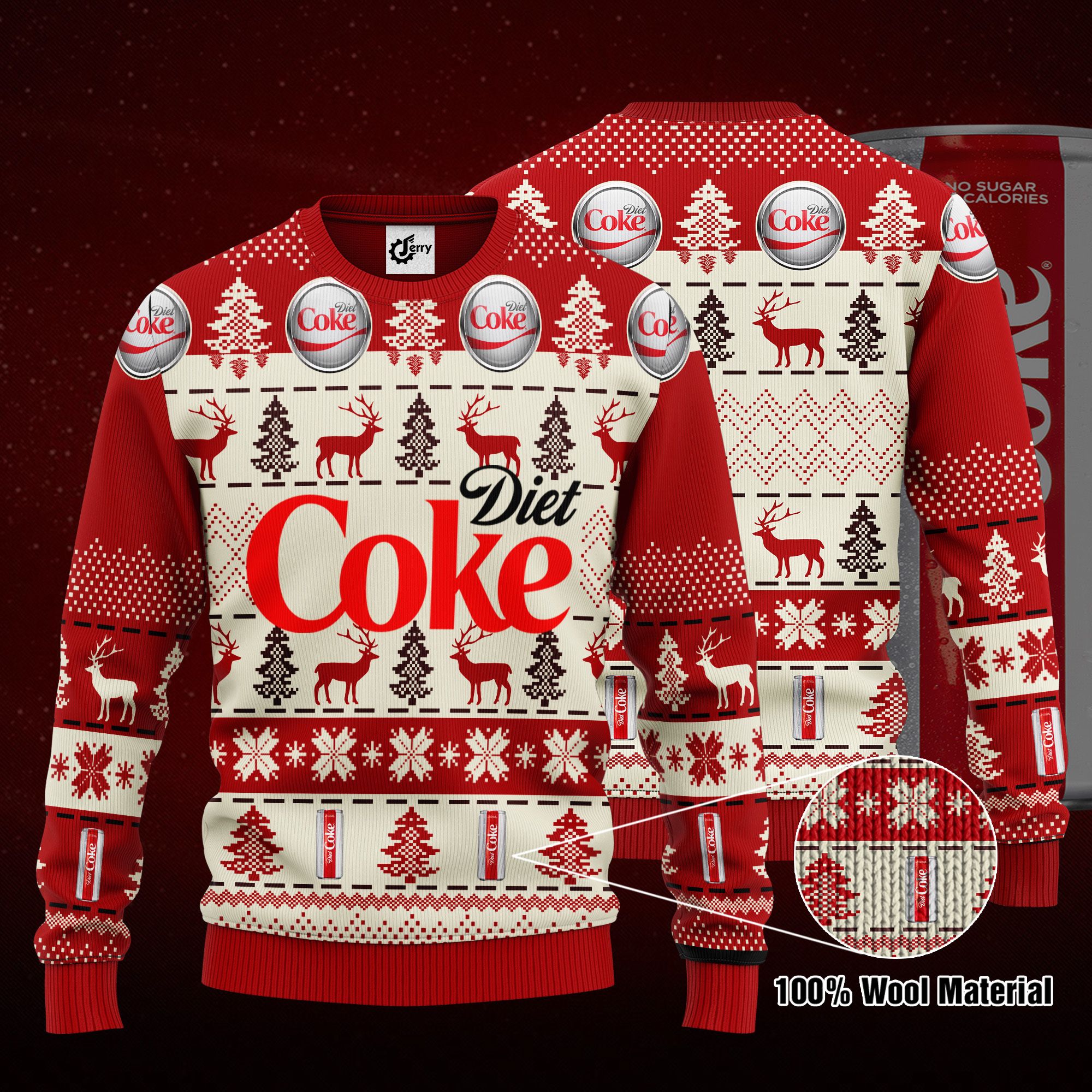 Diet Coke 3D Print Ugly Christmas Sweater, Hoodie, Zip Hoodie, Bomber Jacket