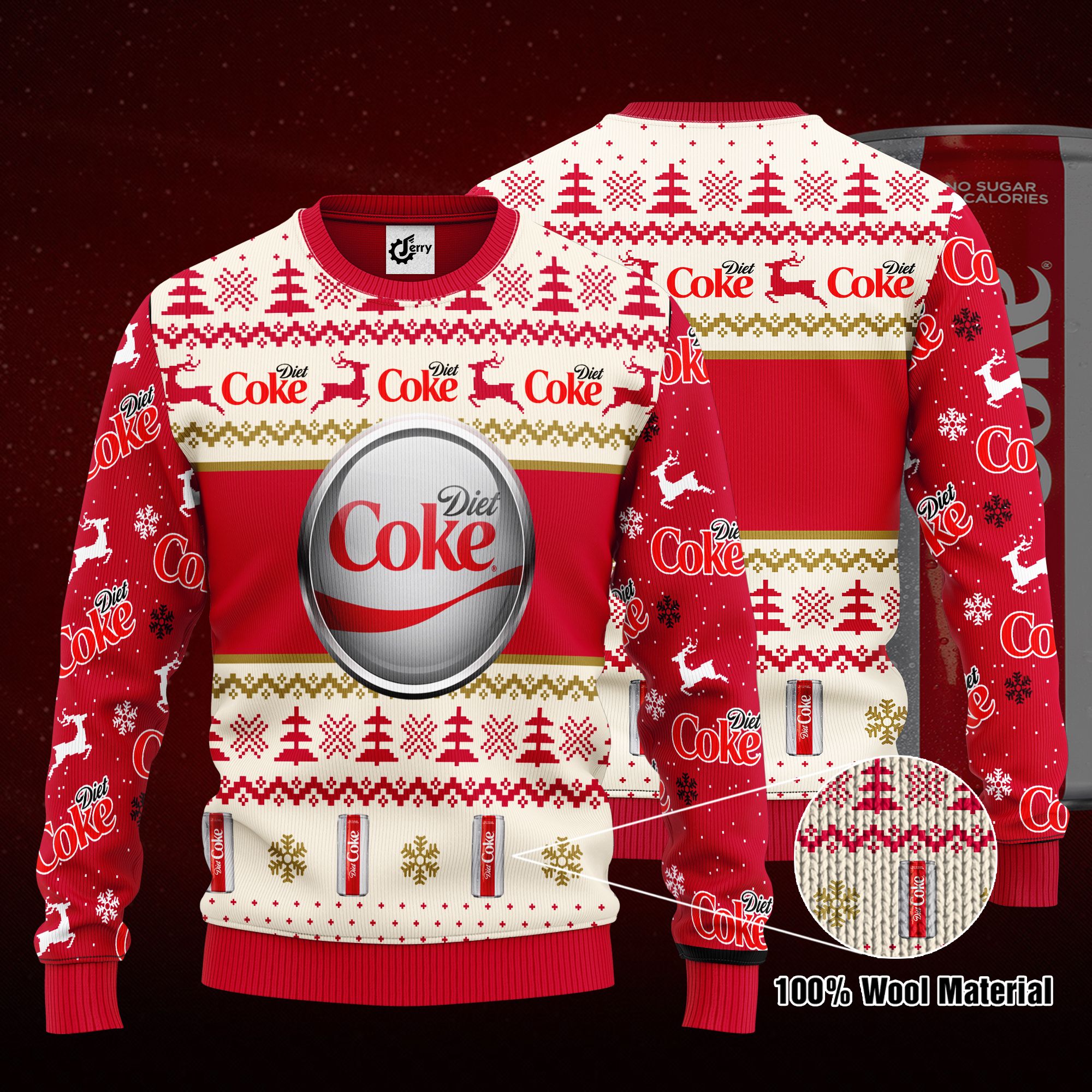 Diet Coke 3D Print Ugly Christmas Sweater, Hoodie, Zip Hoodie, Bomber Jacket