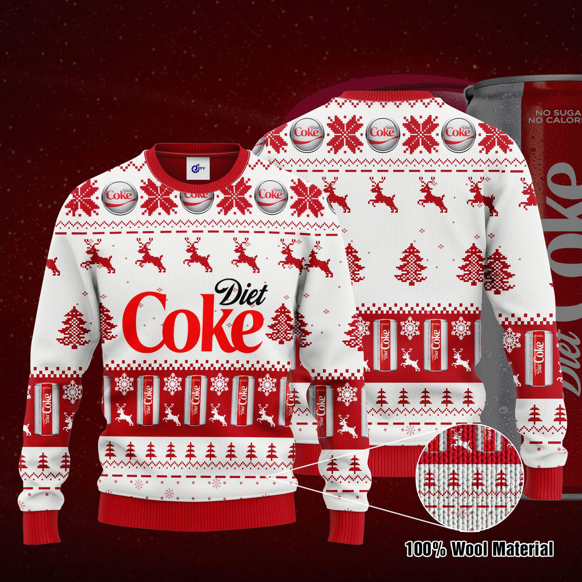 Diet Coke 3D Print Ugly Christmas Sweater, Hoodie, Zip Hoodie, Bomber Jacket
