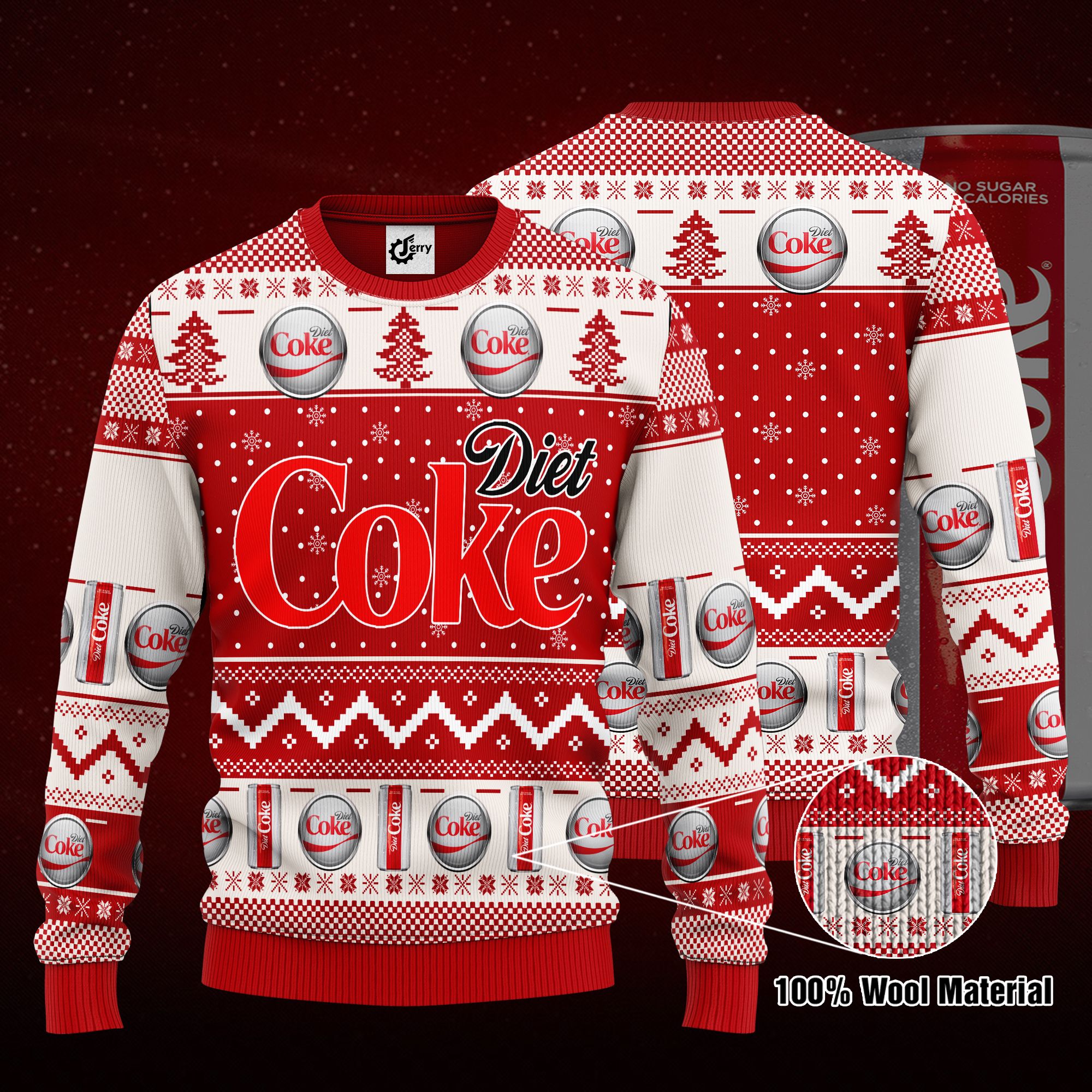 Diet Coke 3D Print Ugly Christmas Sweater, Hoodie, Zip Hoodie, Bomber Jacket