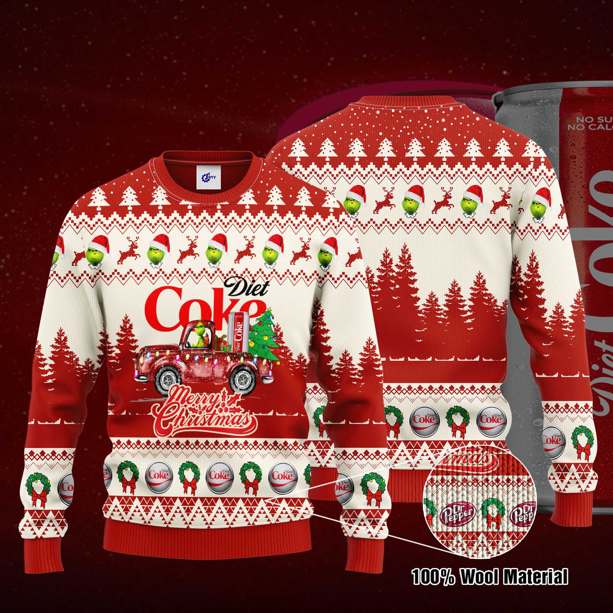 Diet Coke Grinch Merry Christmas Ugly Christmas Sweater, Hoodie, Zip Hoodie, Bomber Jacket