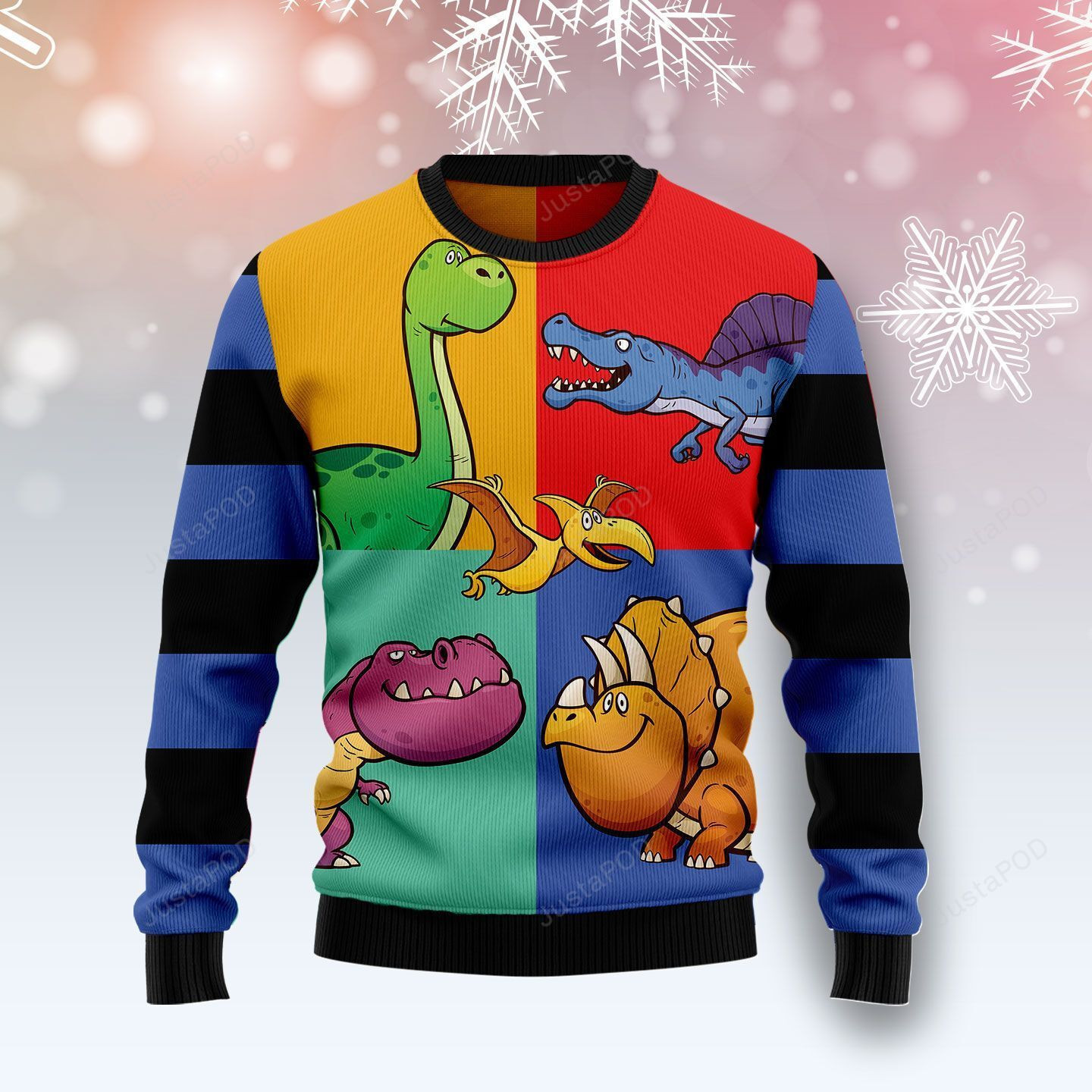 Dinosaur Color Ugly Christmas Sweater, Perfect Holiday Gift