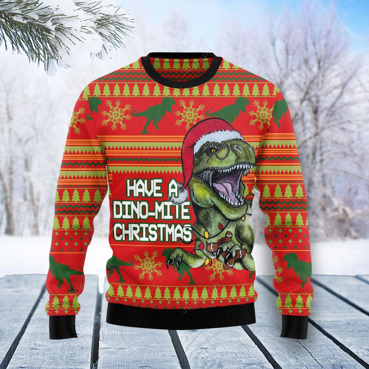 Dinosaur Funny Ugly Christmas Sweater, Perfect Holiday Gift