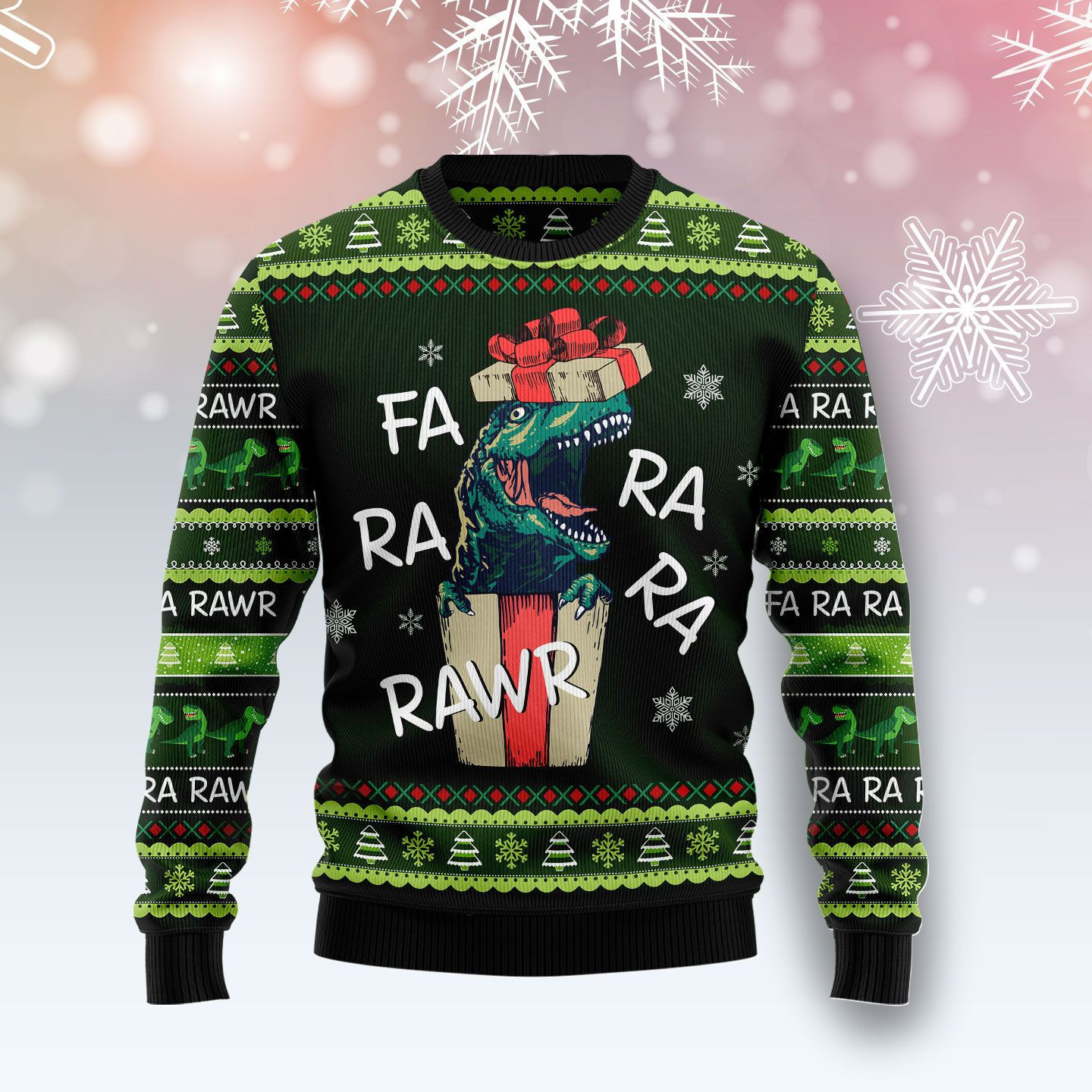 Dinosaur Gift Farararawr Ugly Christmas Sweater, Perfect Holiday Gift