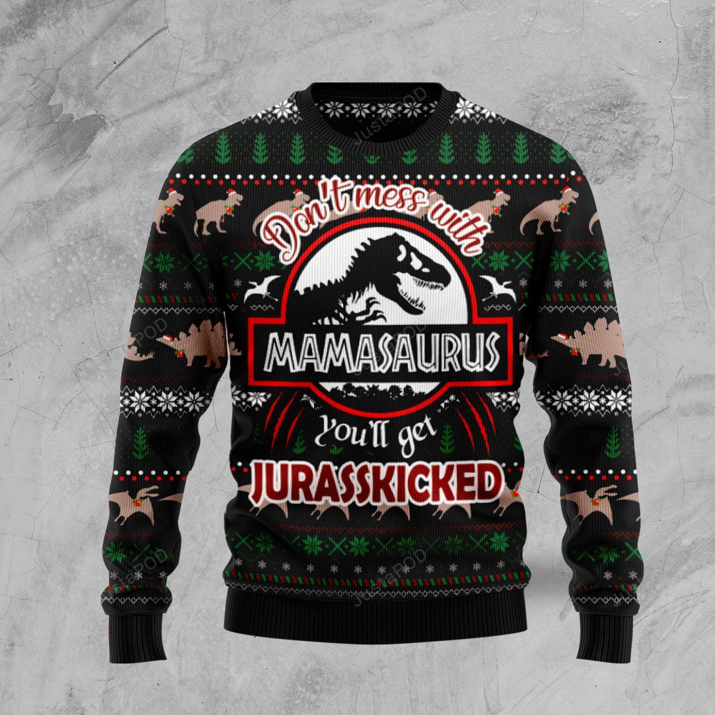 Dinosaur Mamasaurus Ugly Christmas Sweater, Perfect Holiday Gift