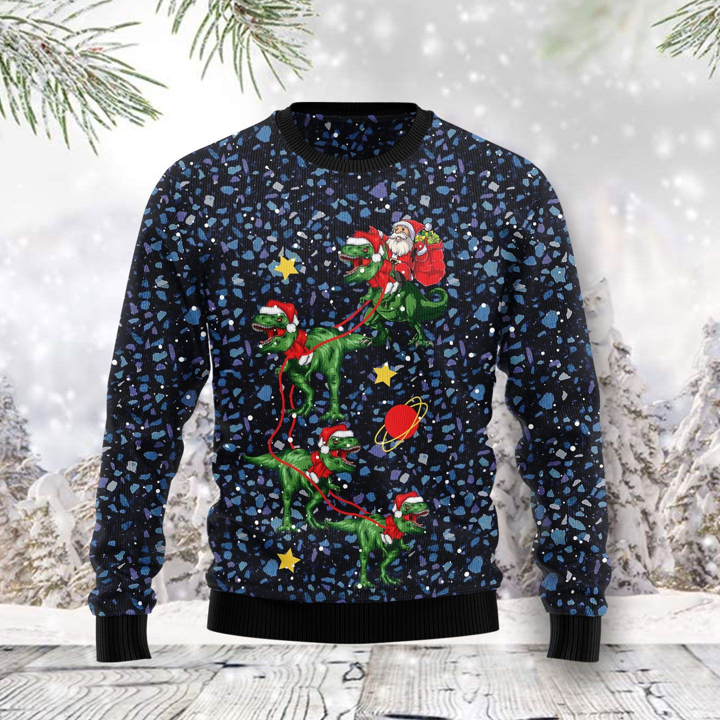 Dinosaur Reindeer Ugly Christmas Sweater,