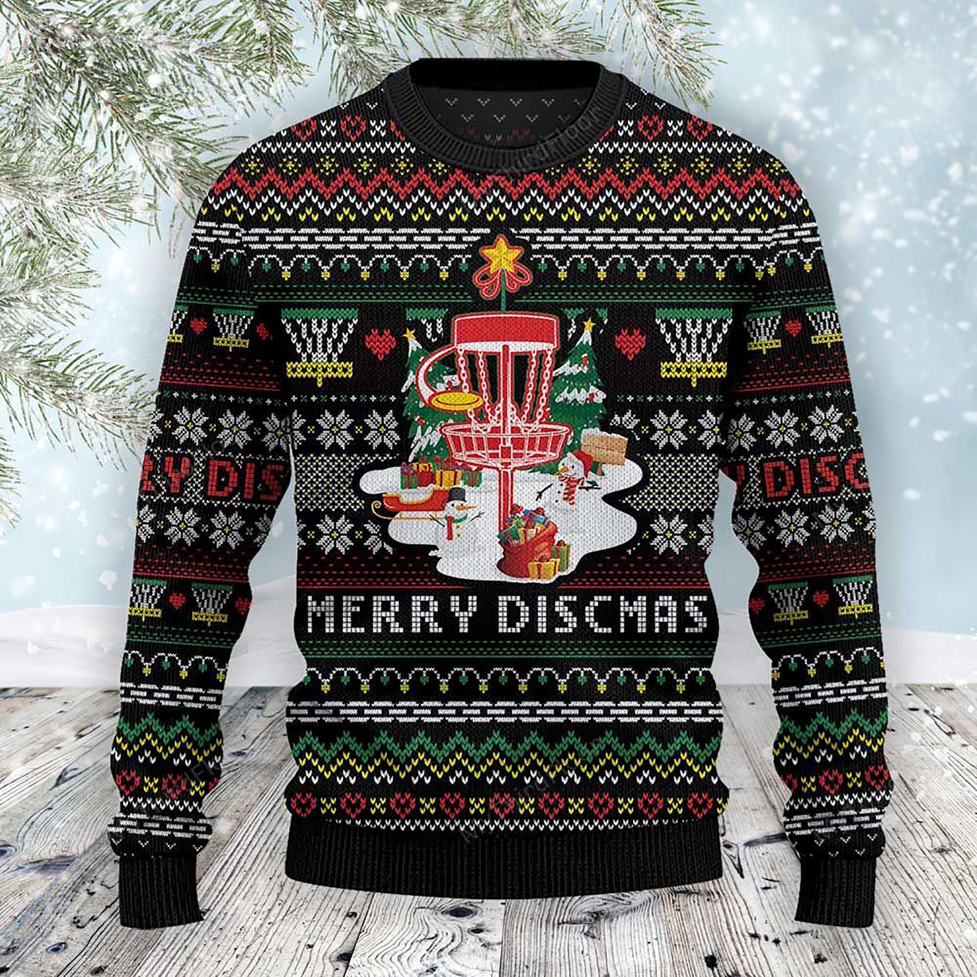 Disc Golf Lovers Gift Merry Discmas Ugly Christmas Sweater