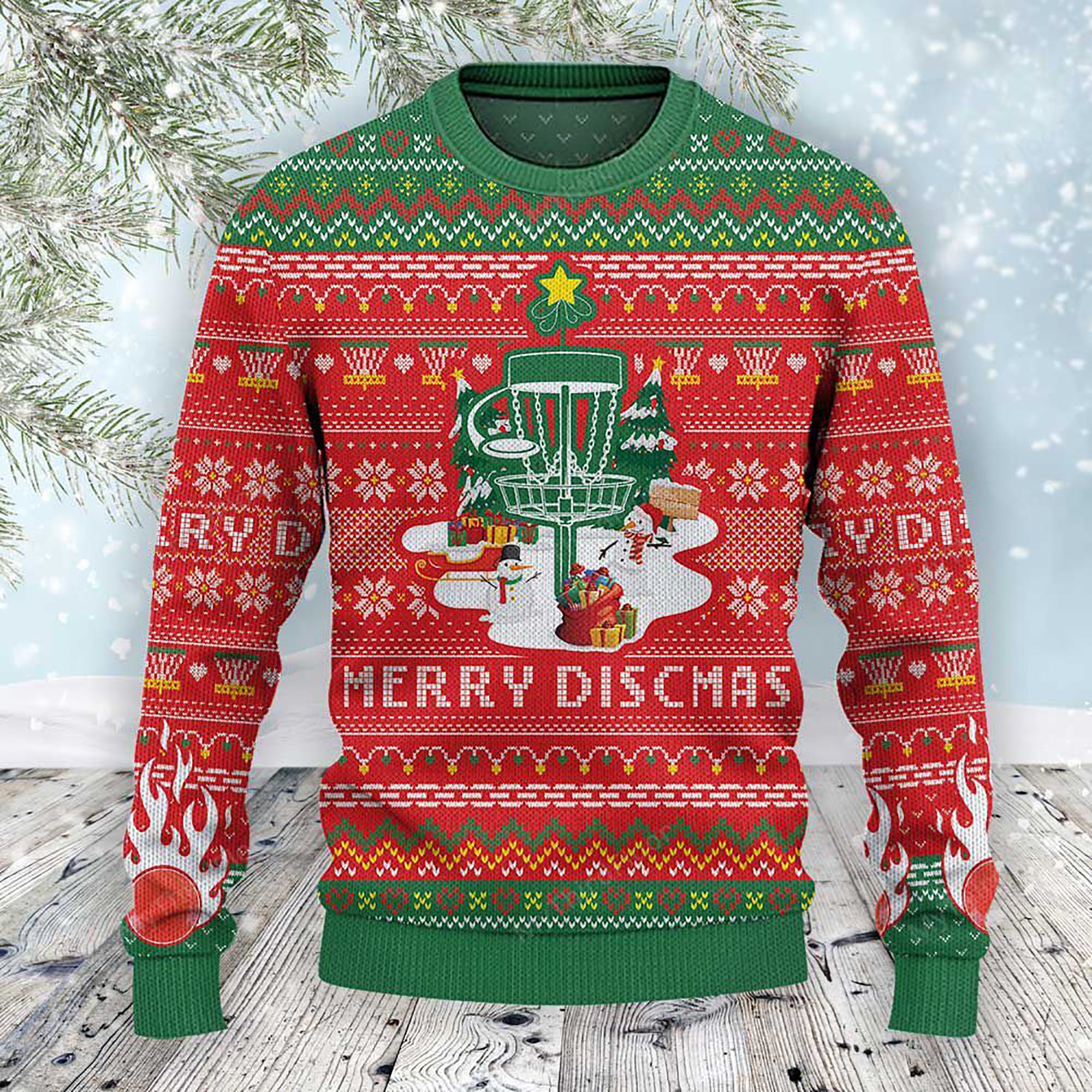 Disc Golf Lovers Merry Discmas Christmas Ugly Christmas Sweater