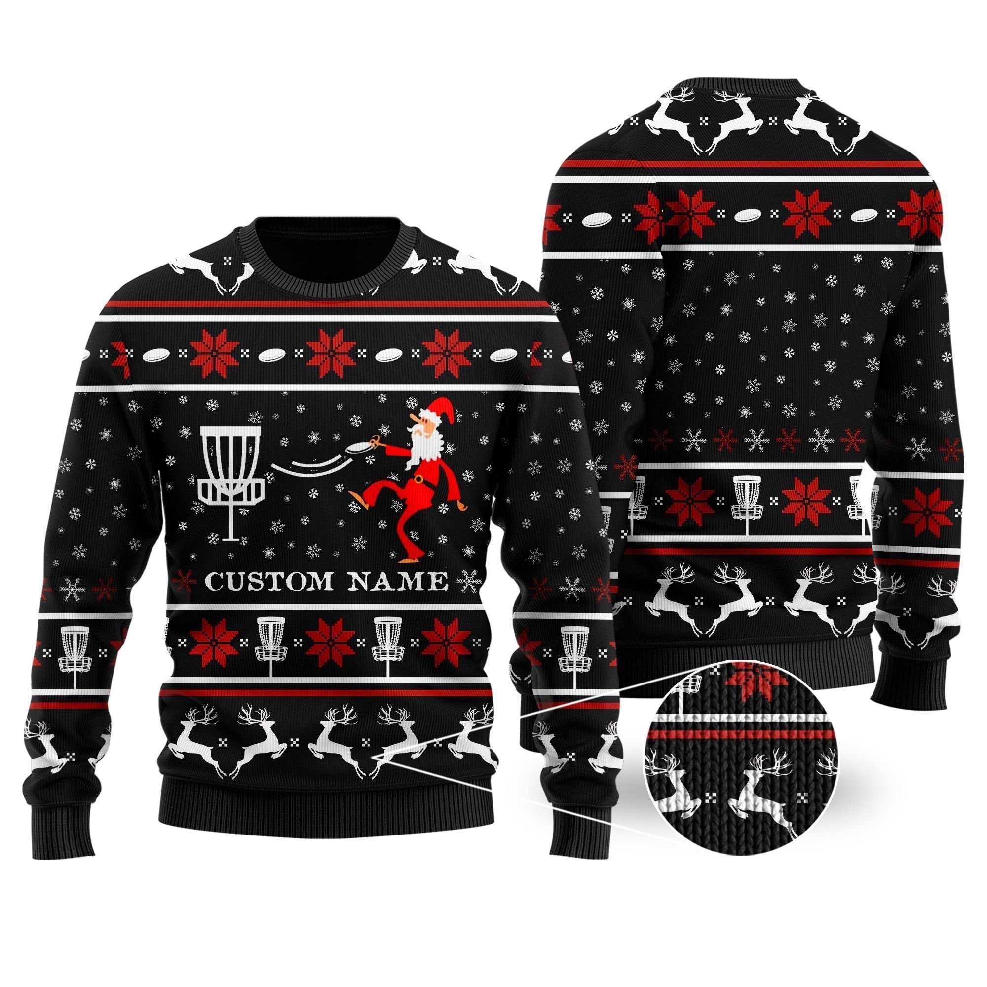 Disc Golf Noel Pattern Custom Ugly Christmas Sweater