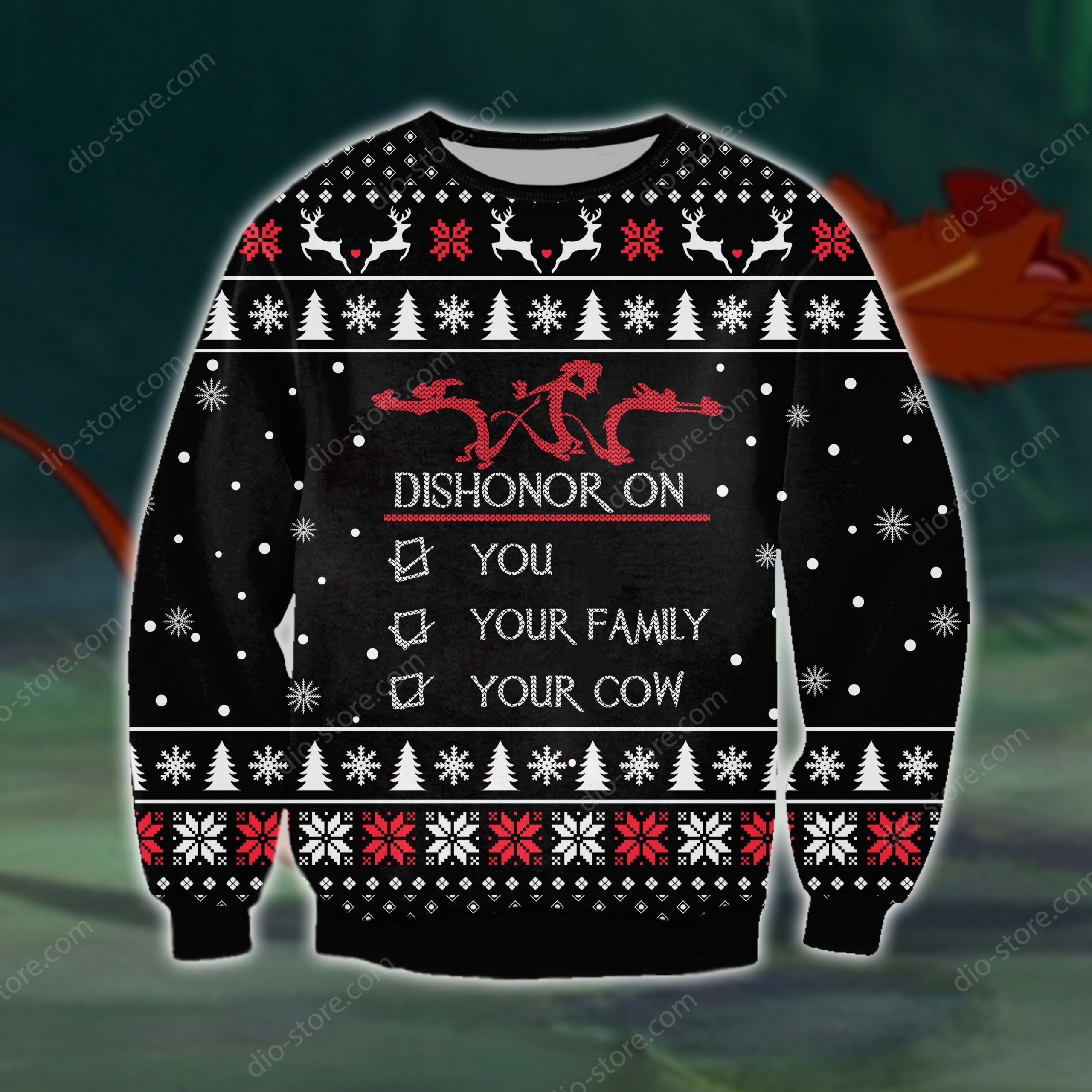 Dishonor On You Knitting Pattern 3D Print Ugly Sweater