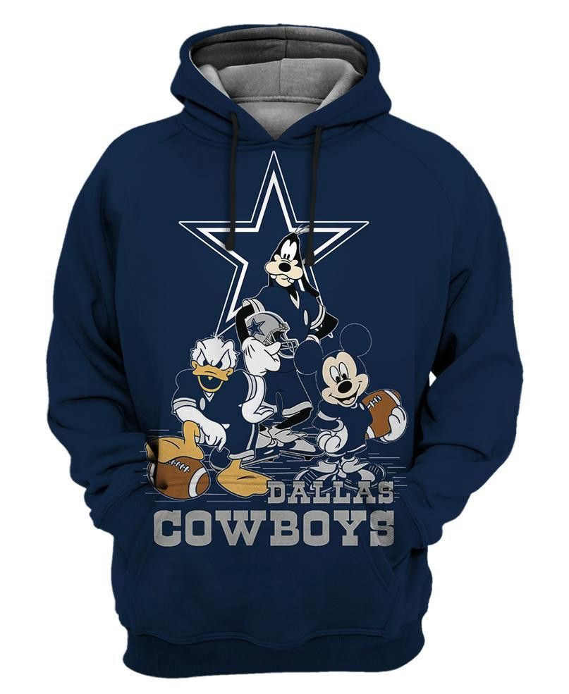 Disney Cartoon Character Dallas Cowboys Fashion 3D All Over Print Hoodie & Zip Hoodie
