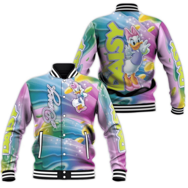 Disney Daisy Duck Tie-Dye Cartoon Baseball Jacket for Men & Women | Cartoon Fan Gift