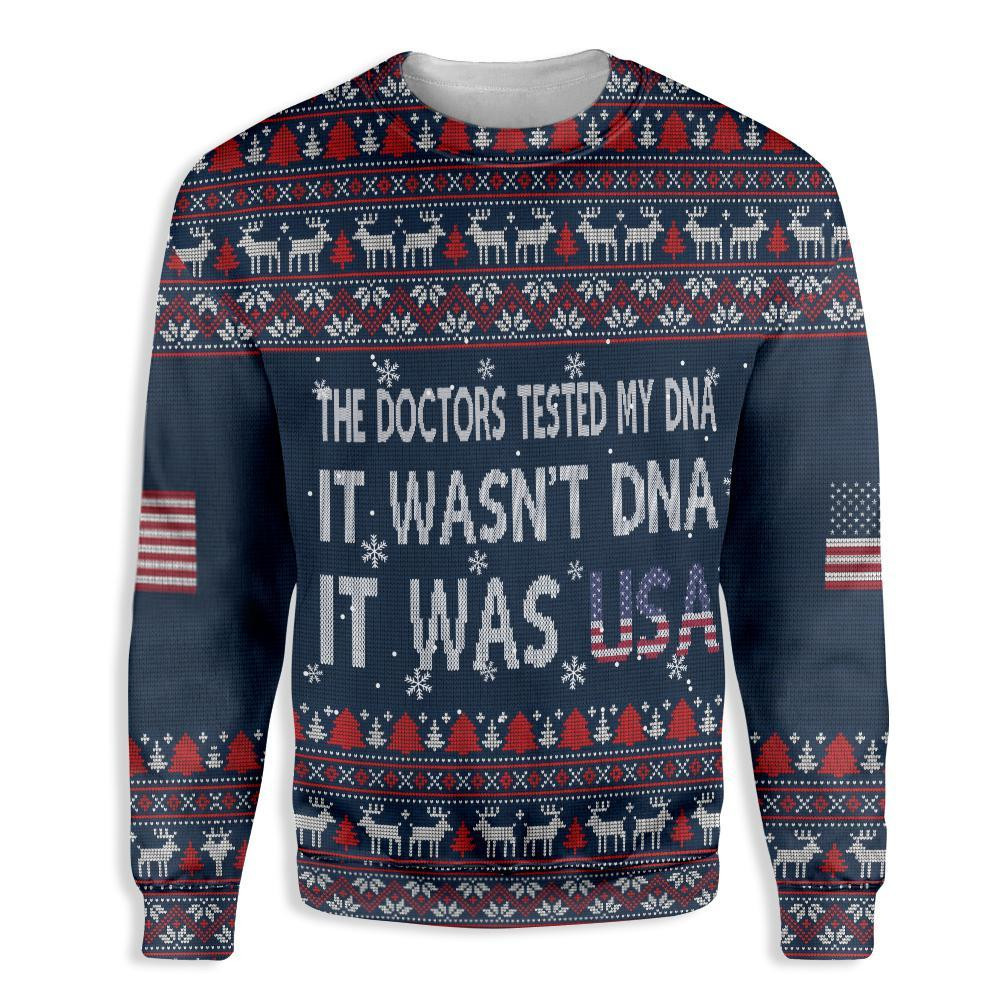 Doctors Tested My DNA It Was USA Ugly Christmas Sweater, Perfect Holiday Gift