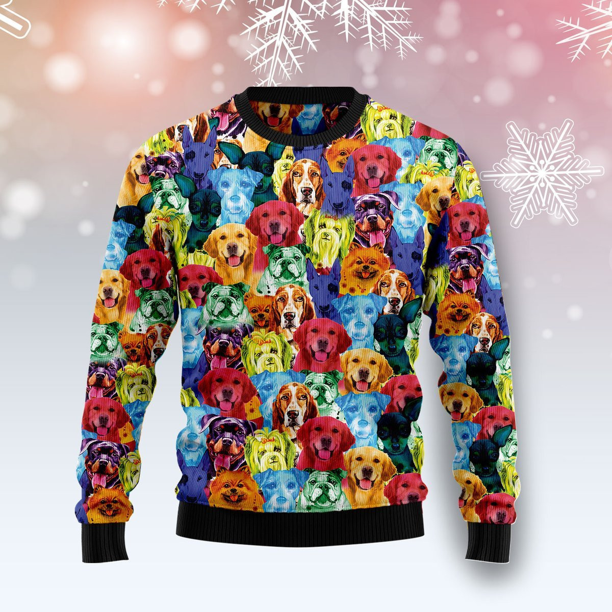 Dog Colorful Ugly Christmas Sweater, Perfect Holiday Gift