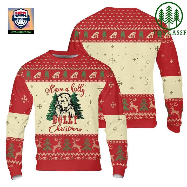 Dolly Parton Christmas Have A Holly Ugly Sweater Red