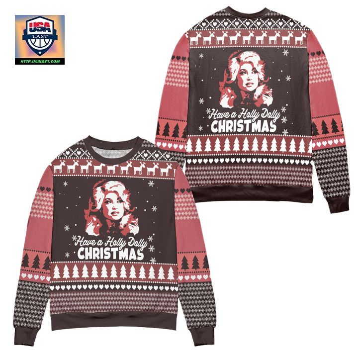 Dolly Parton Holly Dolly Christmas Pine Tree Pattern Ugly Christmas Sweater