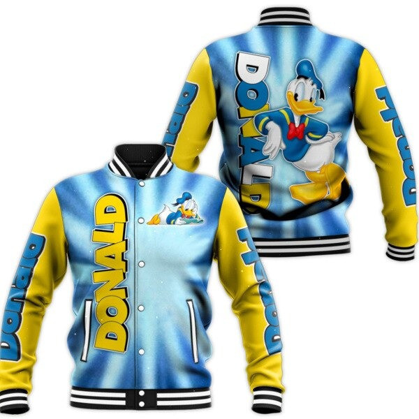 Donald Duck Cartoon Ver2 Baseball Jacket Fashion Baseball Jacket for Men & Women | Cartoon Fan Gift