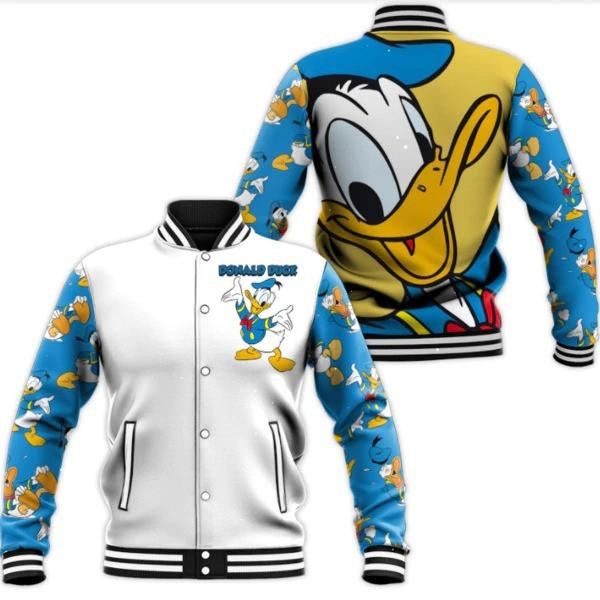 Donald Duck Fashion Baseball Jacket for Men & Women | Cartoon Fan Gift