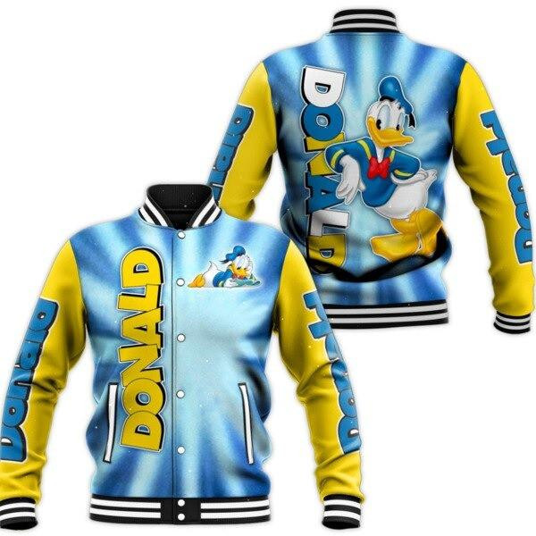 Donald Duck Fashion Baseball Jacket for Men & Women | Cartoon Fan Gift