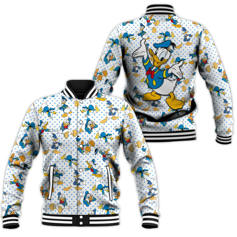 Donald Pattern Fashion Baseball Jacket for Men & Women | Cartoon Fan Gift