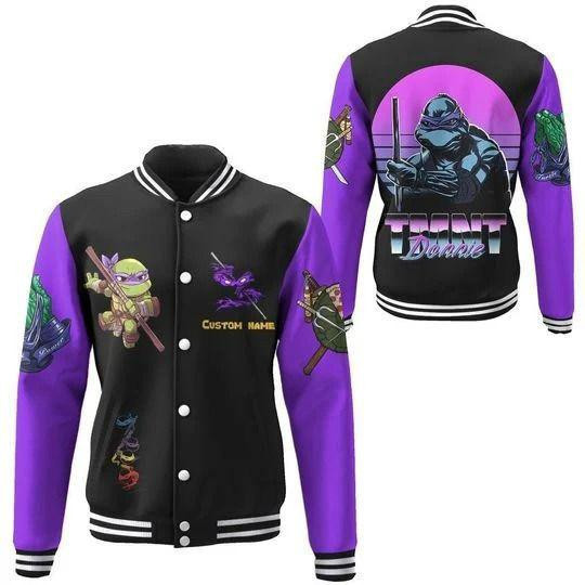 Donatello TMNT Personalized Name Baseball Jacket for Men & Women | Cartoon Fan Gift