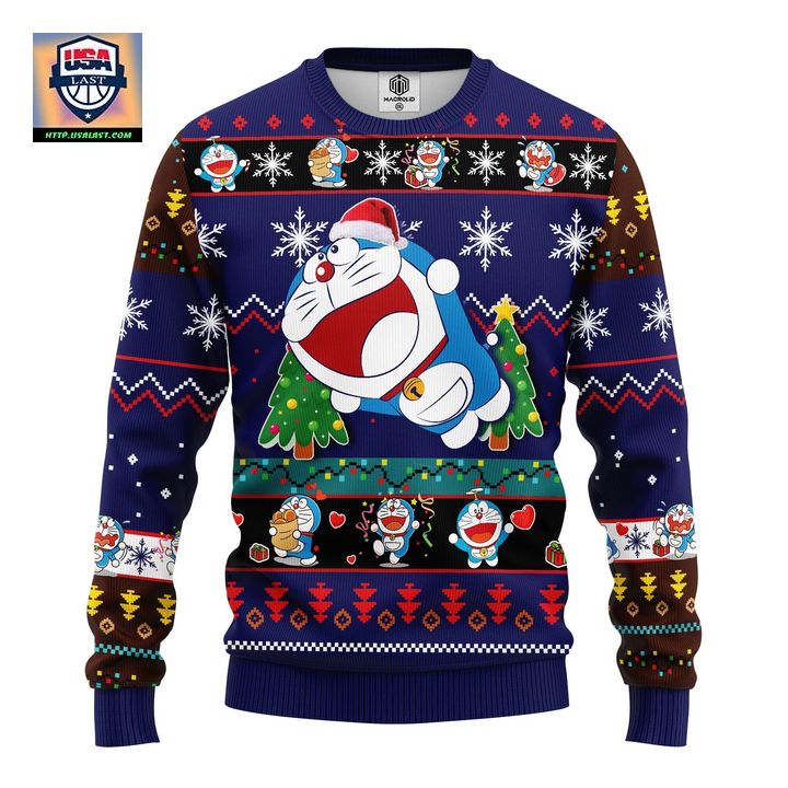 Doreamon Anime Ugly Christmas Sweater Blue Amazing Gift Idea Thanksgiving Gift