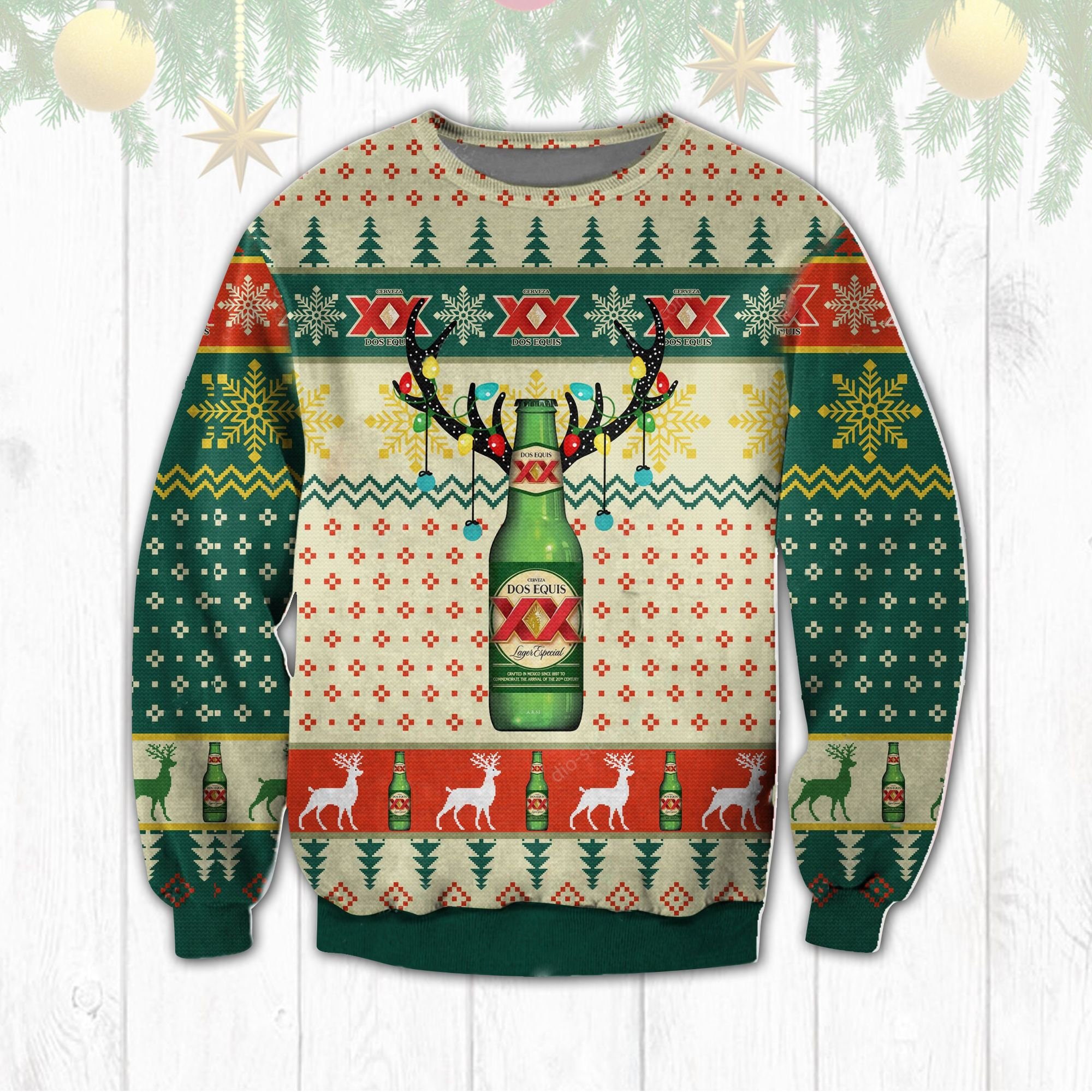 Dos Equis Xx Beer Horn Ugly Christmas Sweater