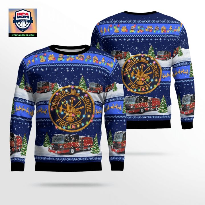Downers Grove DuPage County Illinois Downers Grove Fire Department Christmas Sweater 3D