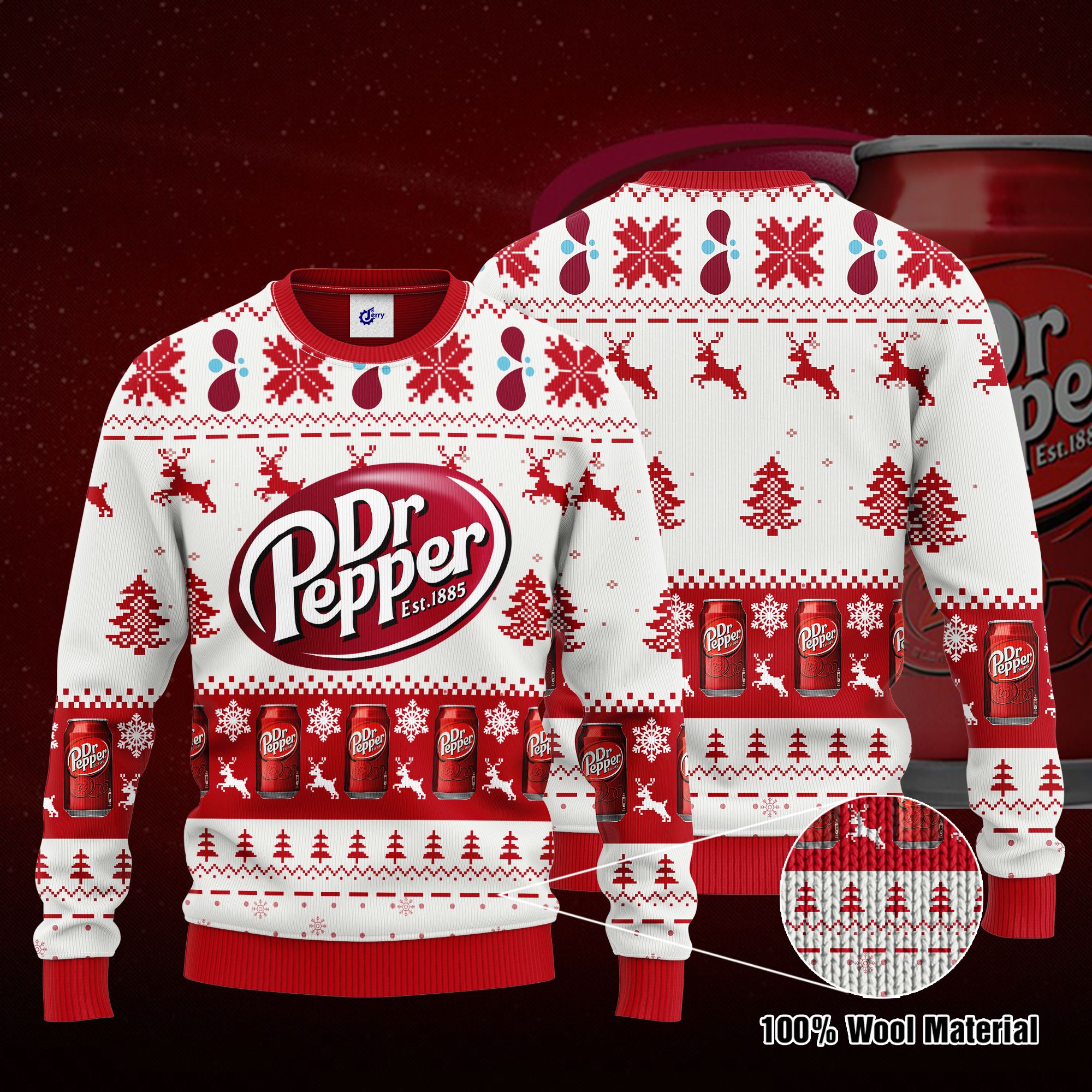 Dr Pepper 3D Print Ugly Christmas Sweater, Hoodie, Zip Hoodie, Bomber Jacket