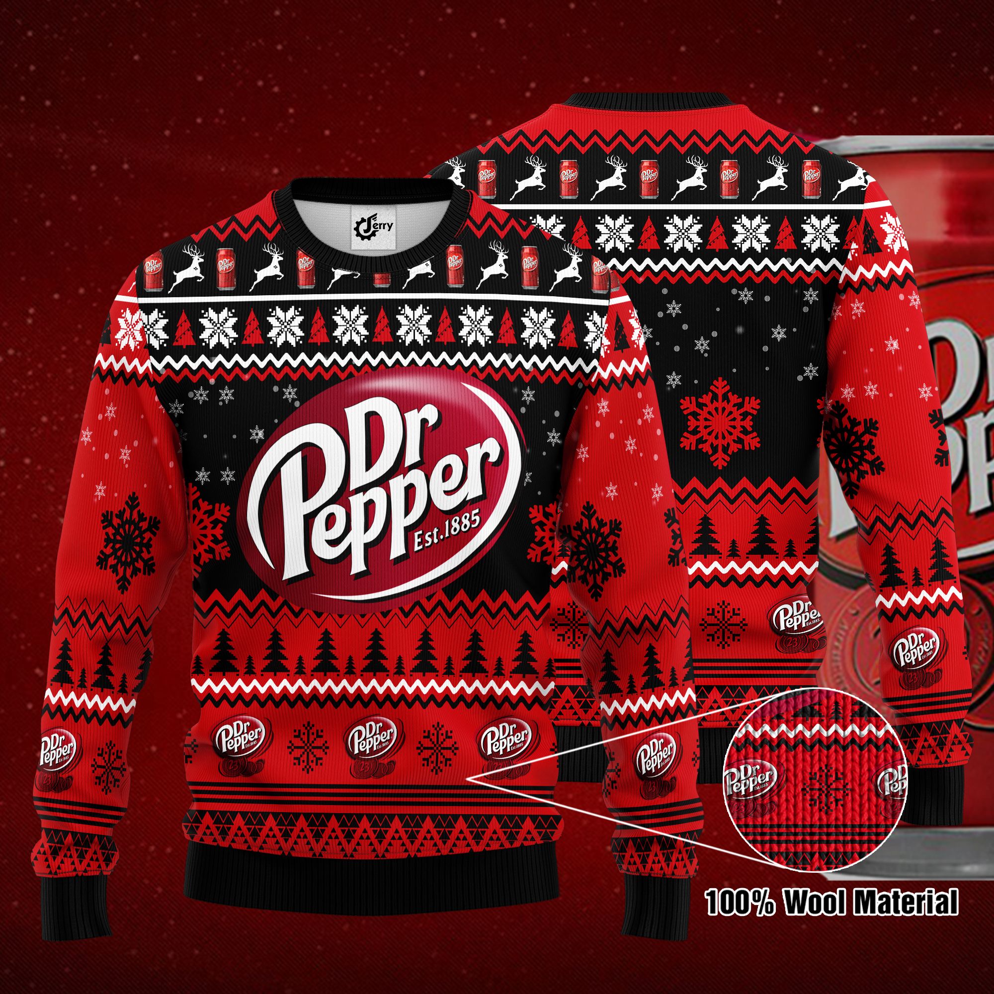Dr Pepper 3D Print Ugly Christmas Sweater, Hoodie, Zip Hoodie, Bomber Jacket