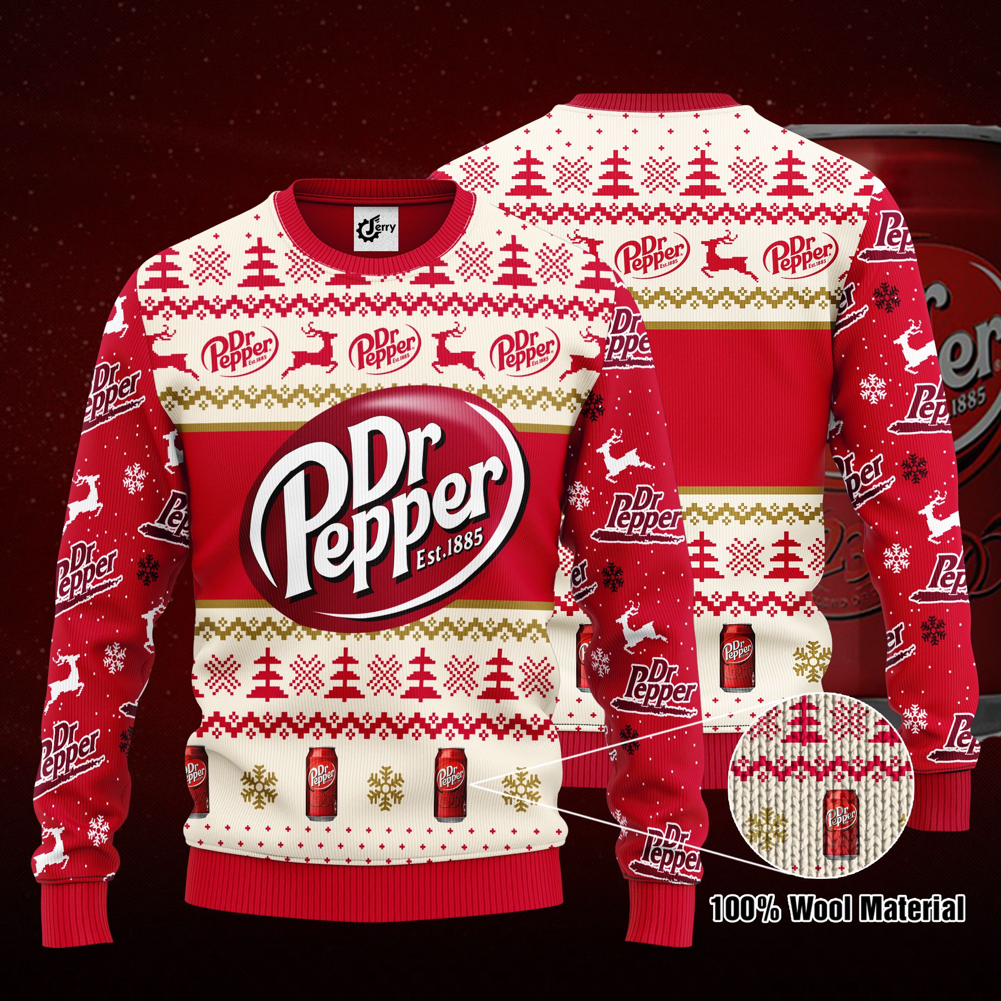 Dr Pepper 3D Print Ugly Christmas Sweater, Hoodie, Zip Hoodie, Bomber Jacket