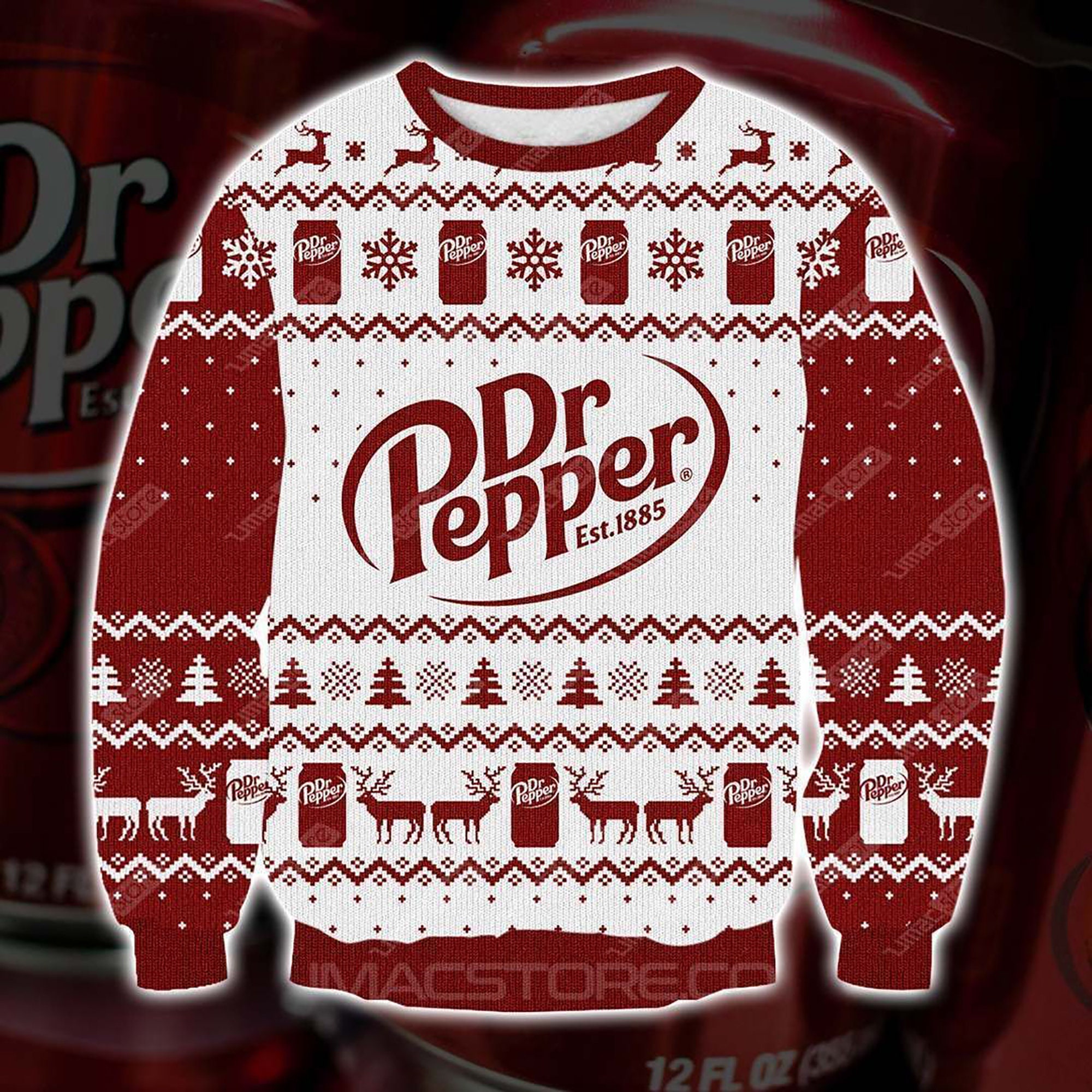 Dr Pepper Print Ugly Christmas Sweater