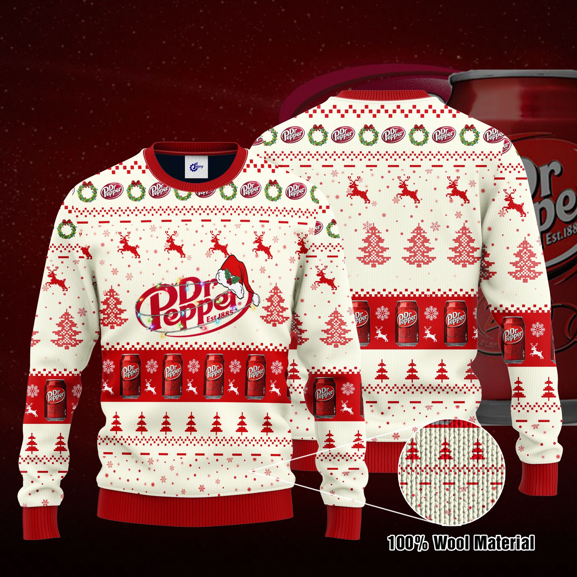 Dr Pepper Santa Hat Christmas Ugly Christmas Sweater, Hoodie, Zip Hoodie, Bomber Jacket