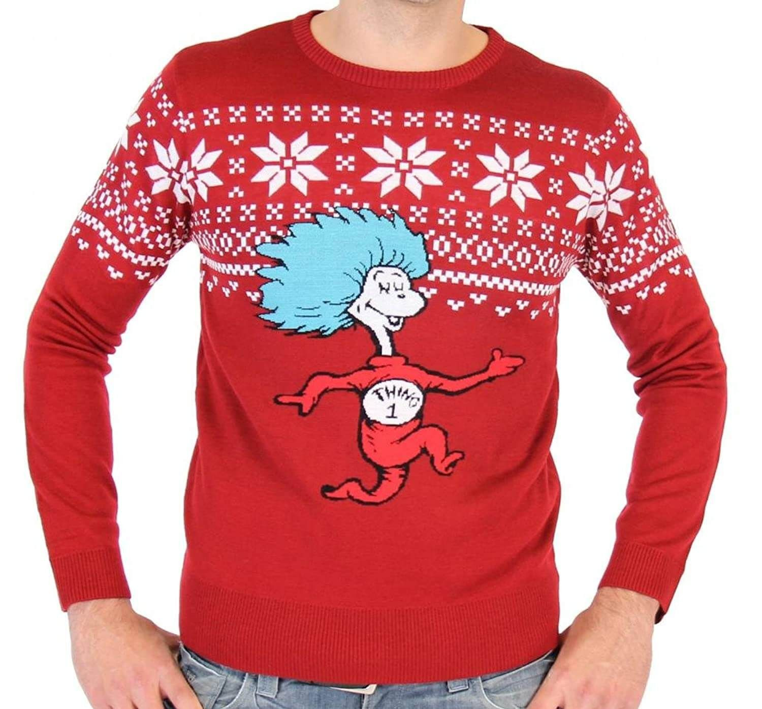 Dr Seuss Thing 1 For Unisex Ugly Christmas Sweater,