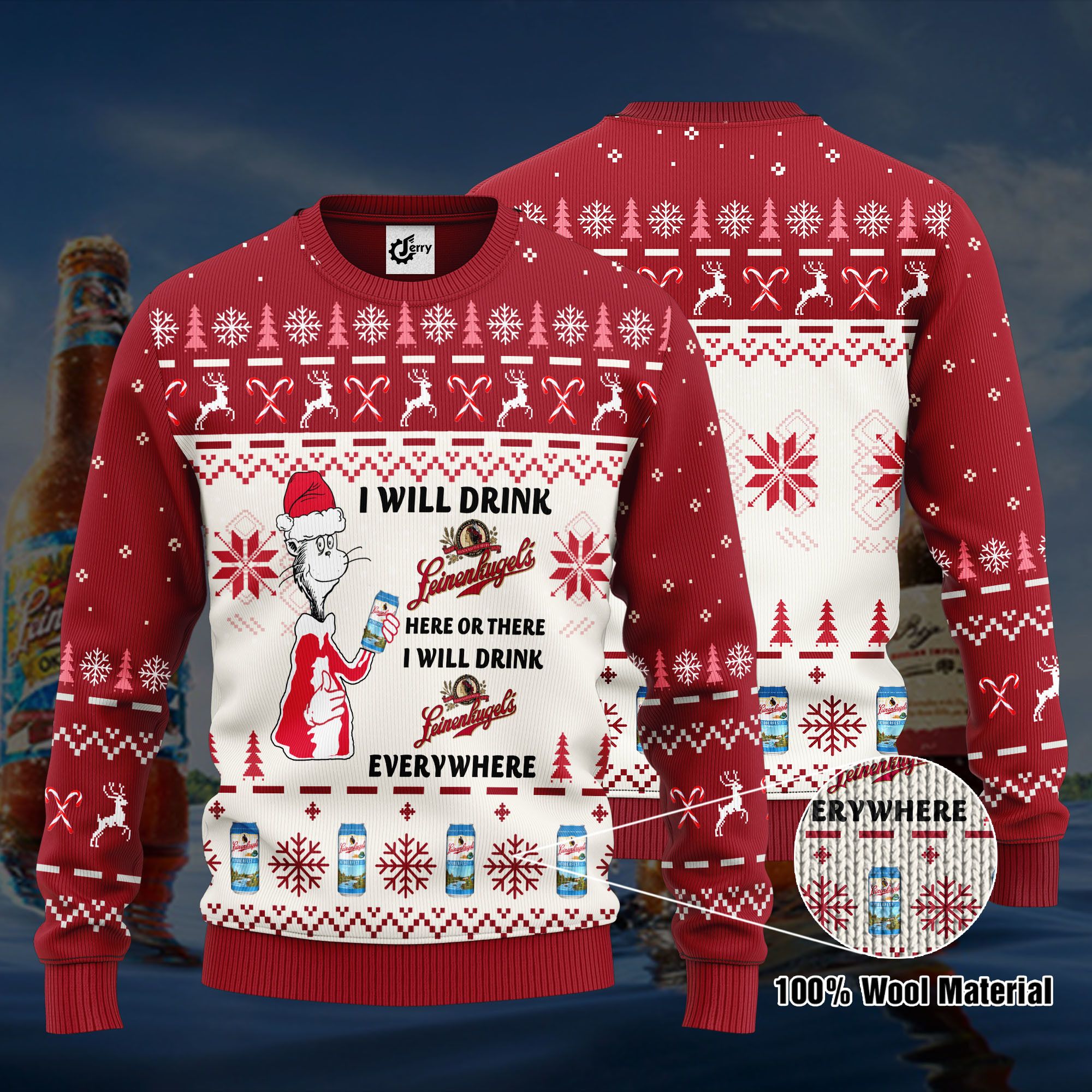 Dr. Seuss I Will Drink Leinenkugel Here Or There Ugly Christmas Sweater