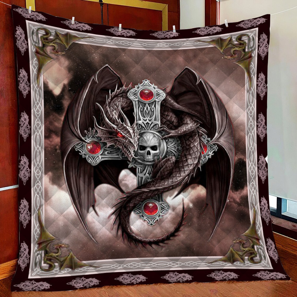 Dragon And Cross Fleece Blanket Quilt Blanket