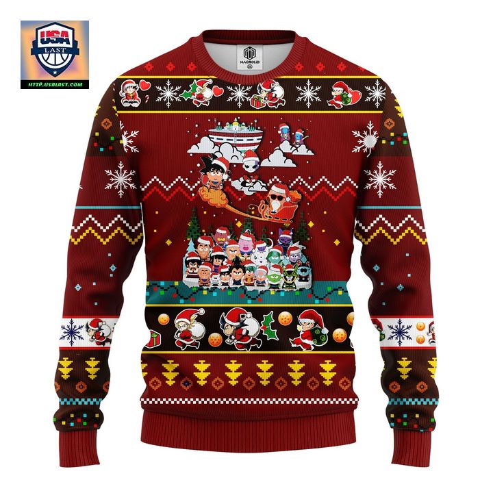 Dragon Ball Anime Ugly Christmas Sweater Red Brown 1 Amazing Gift Idea Thanksgiving Gift