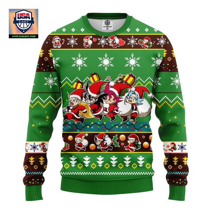Dragon Ball Kid Ugly Christmas Sweater Brown Green 1 Amazing Gift Idea Thanksgiving Gift