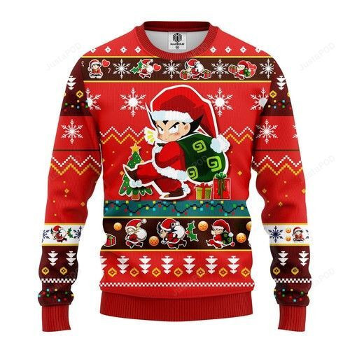 Dragon Ball Red For Anime Lovers Ugly Christmas Sweater, Perfect Holiday Gift