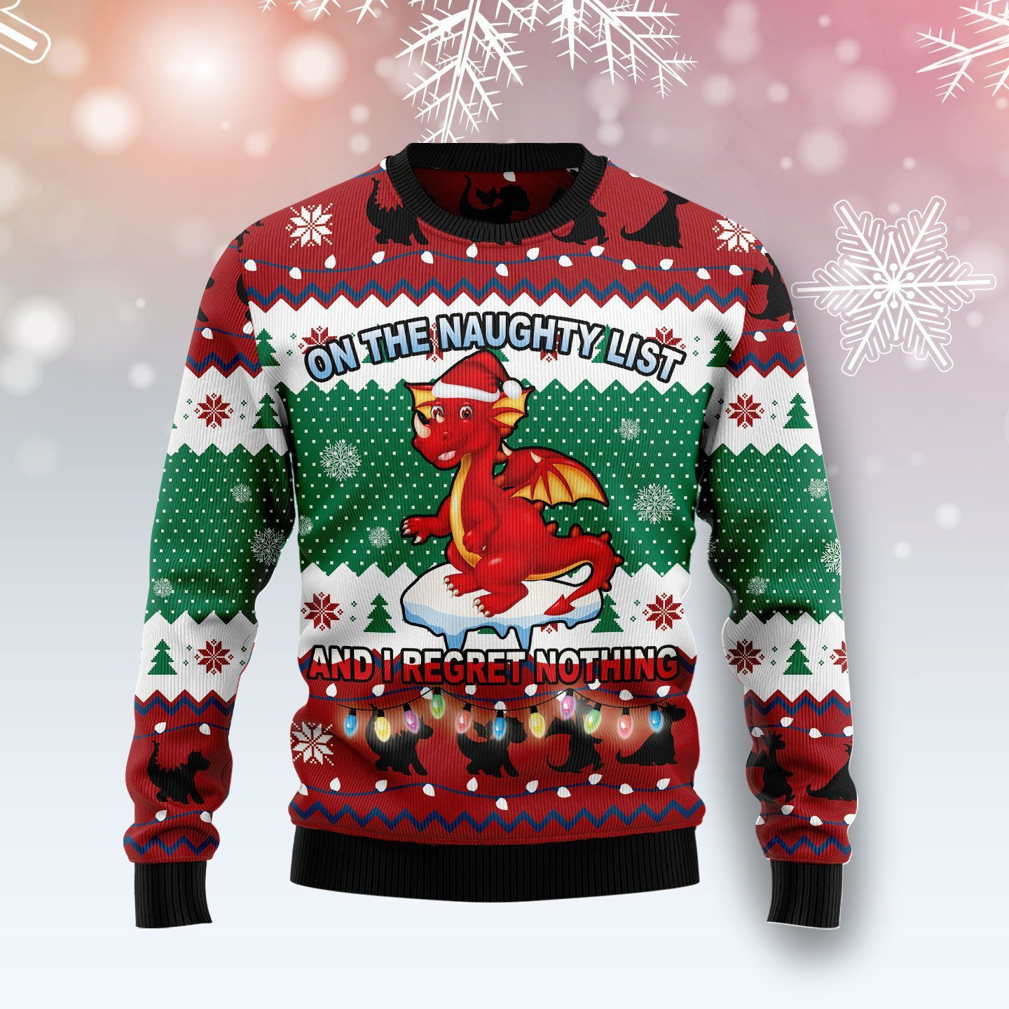 Dragon Christmas Naughty List Ugly Christmas Sweater,