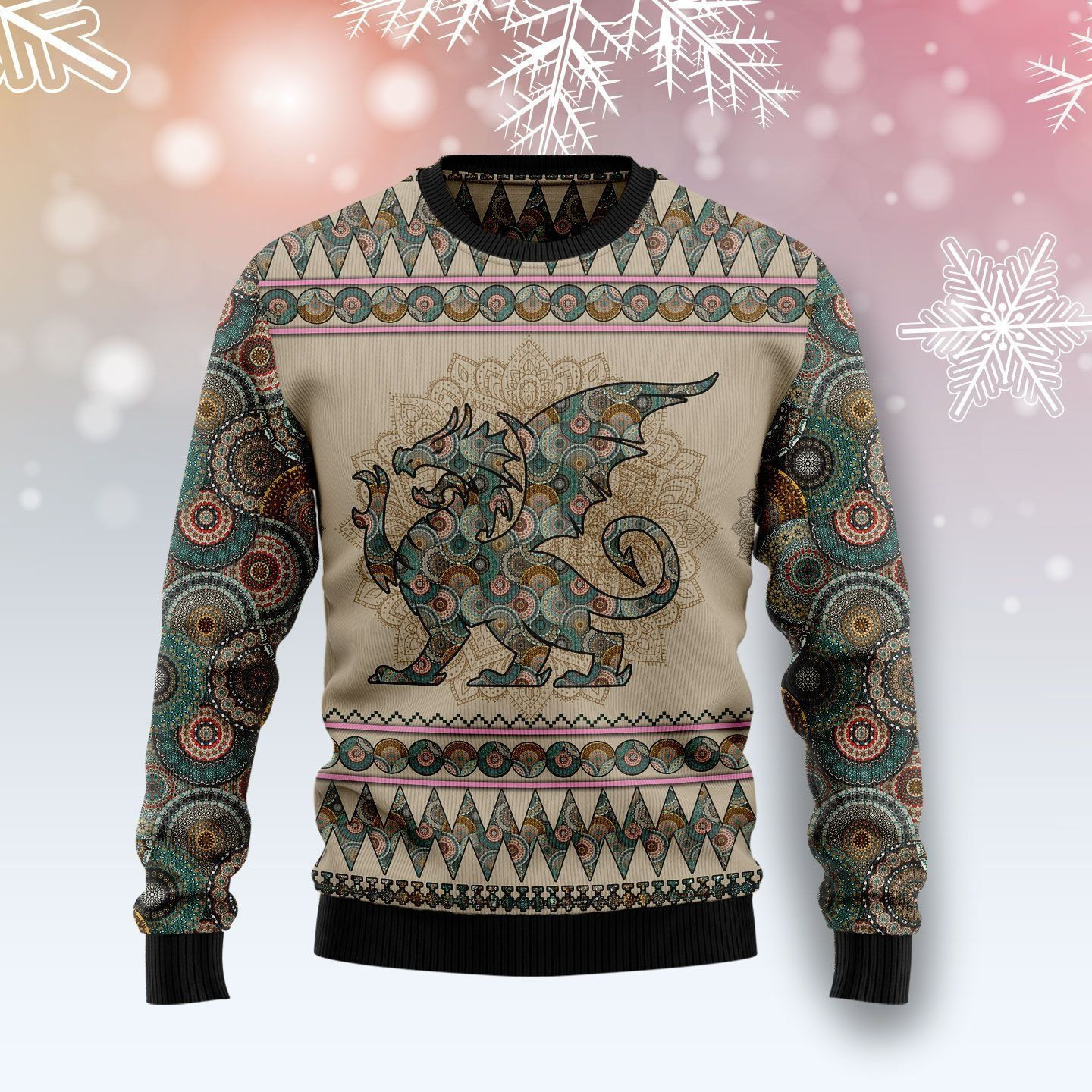 Dragon Mandala Ugly Christmas Sweater,