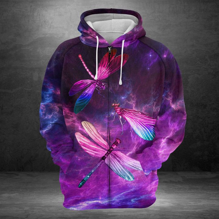 Dragonfly Purple Sky 3D All Over Print Hoodie & Zip Hoodie