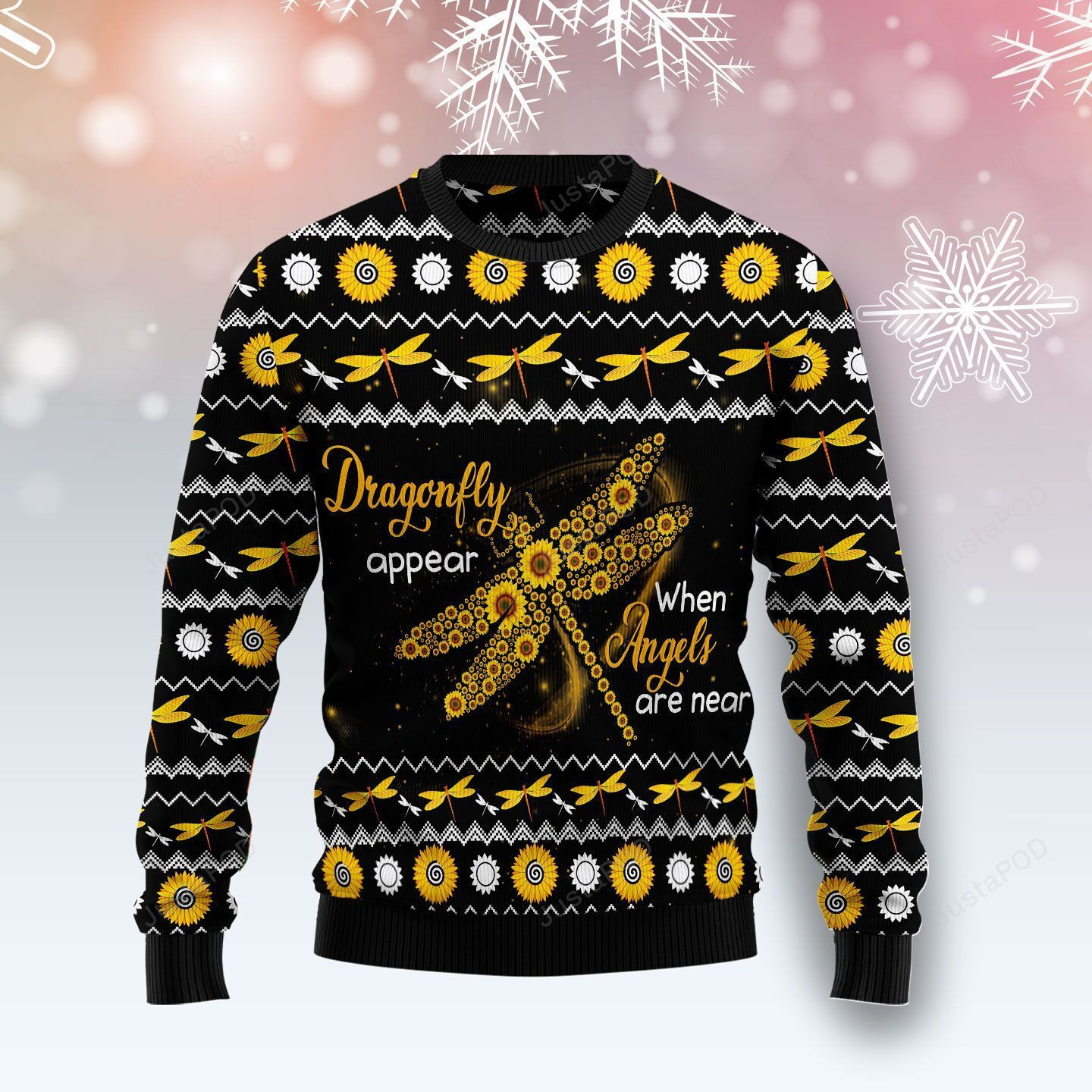 Dragonfly Sunflower Ugly Christmas Sweater, Perfect Holiday Gift